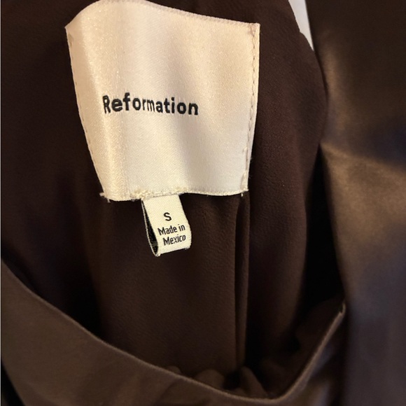 Reformation Oren Silk Dress in Black Bean - Picture 5 of 5